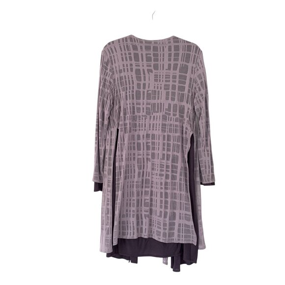 MarlaWynne Reversible Long Cardigan Abstract Pattern Open Front Lagenlook Size M - Picture 9 of 9
